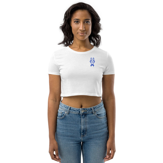 Blue just mermaids logo Organic Crop Top