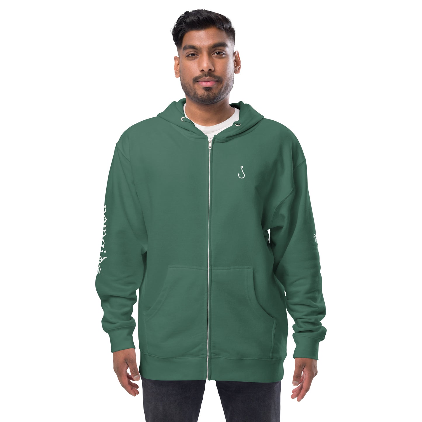 palm tree fleece zip up hoodie
