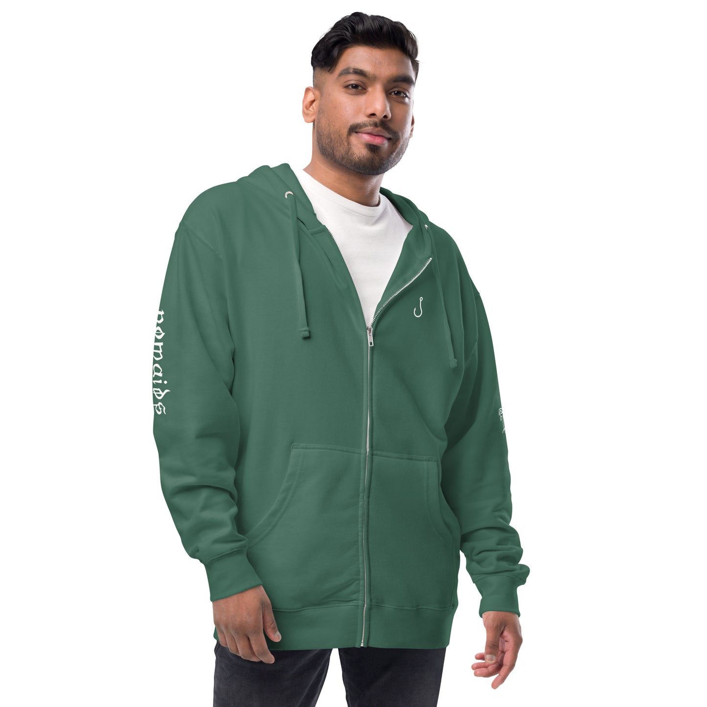 palm tree fleece zip up hoodie