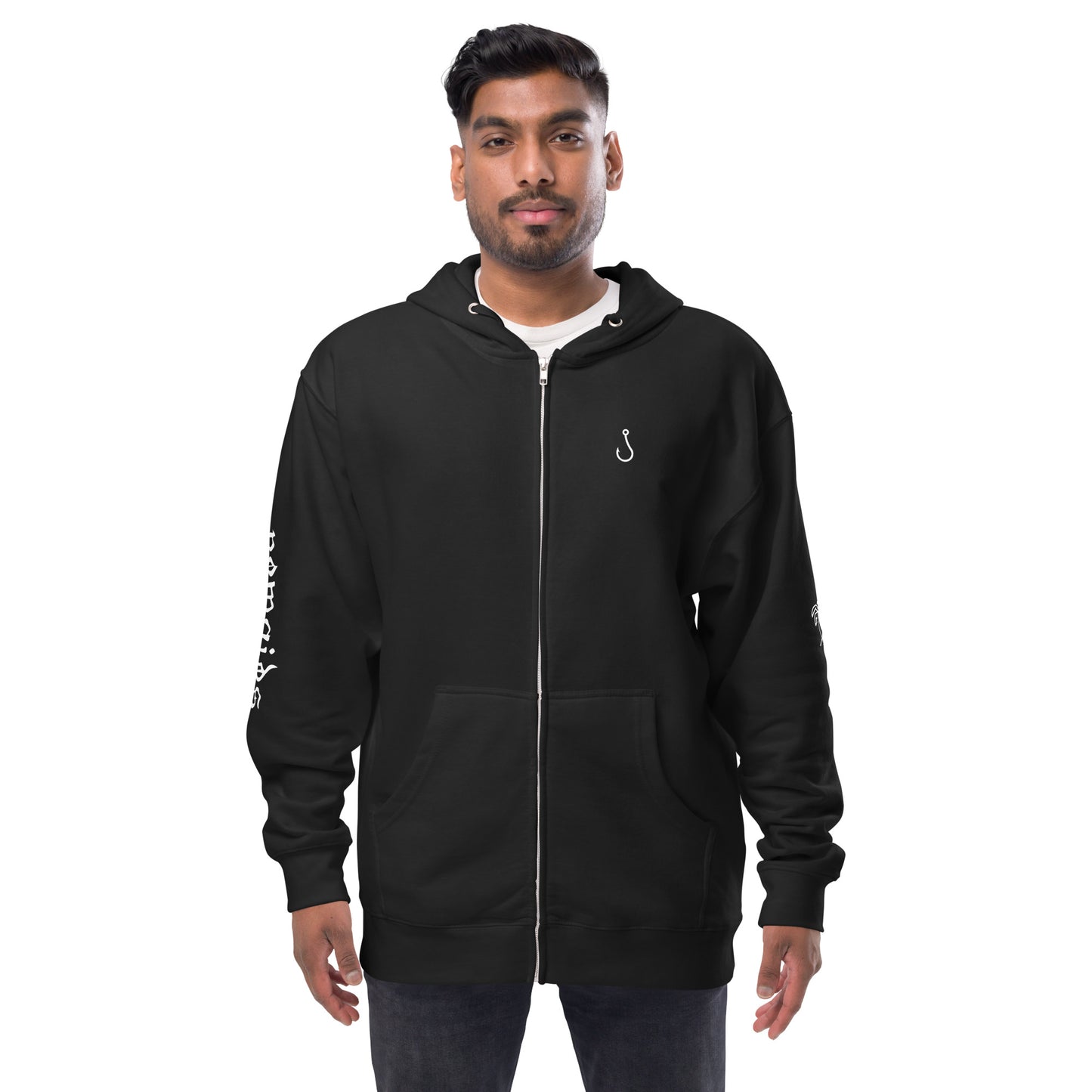 palm tree fleece zip up hoodie