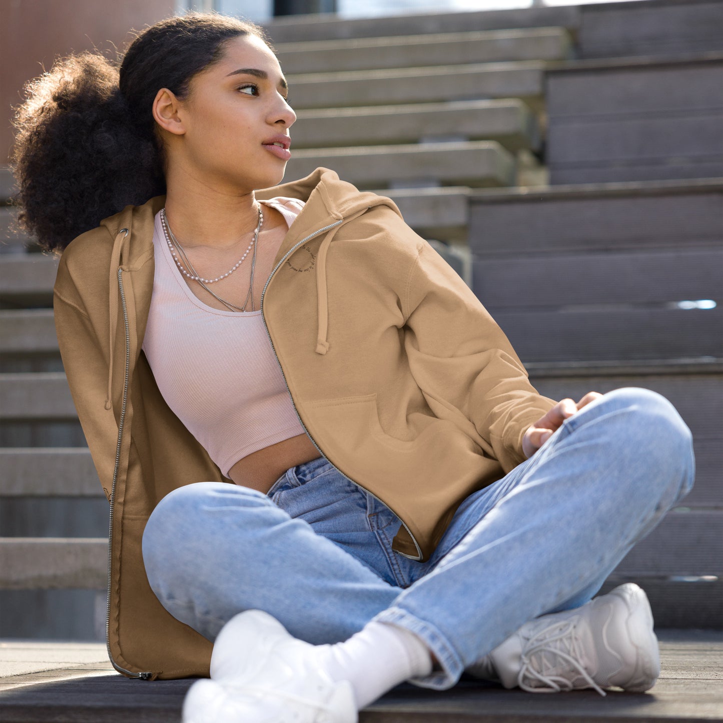 Unisex fleece zip up hoodie