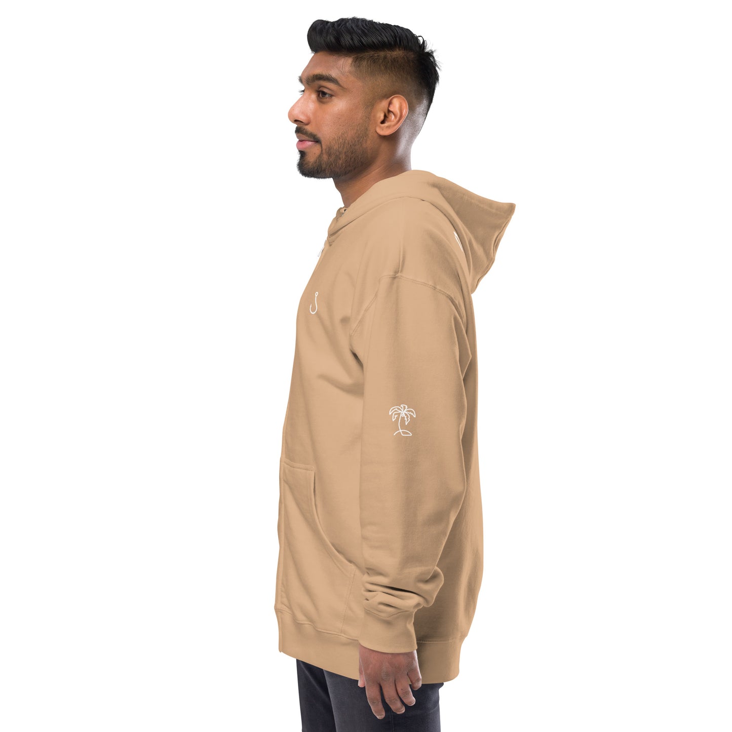 palm tree fleece zip up hoodie