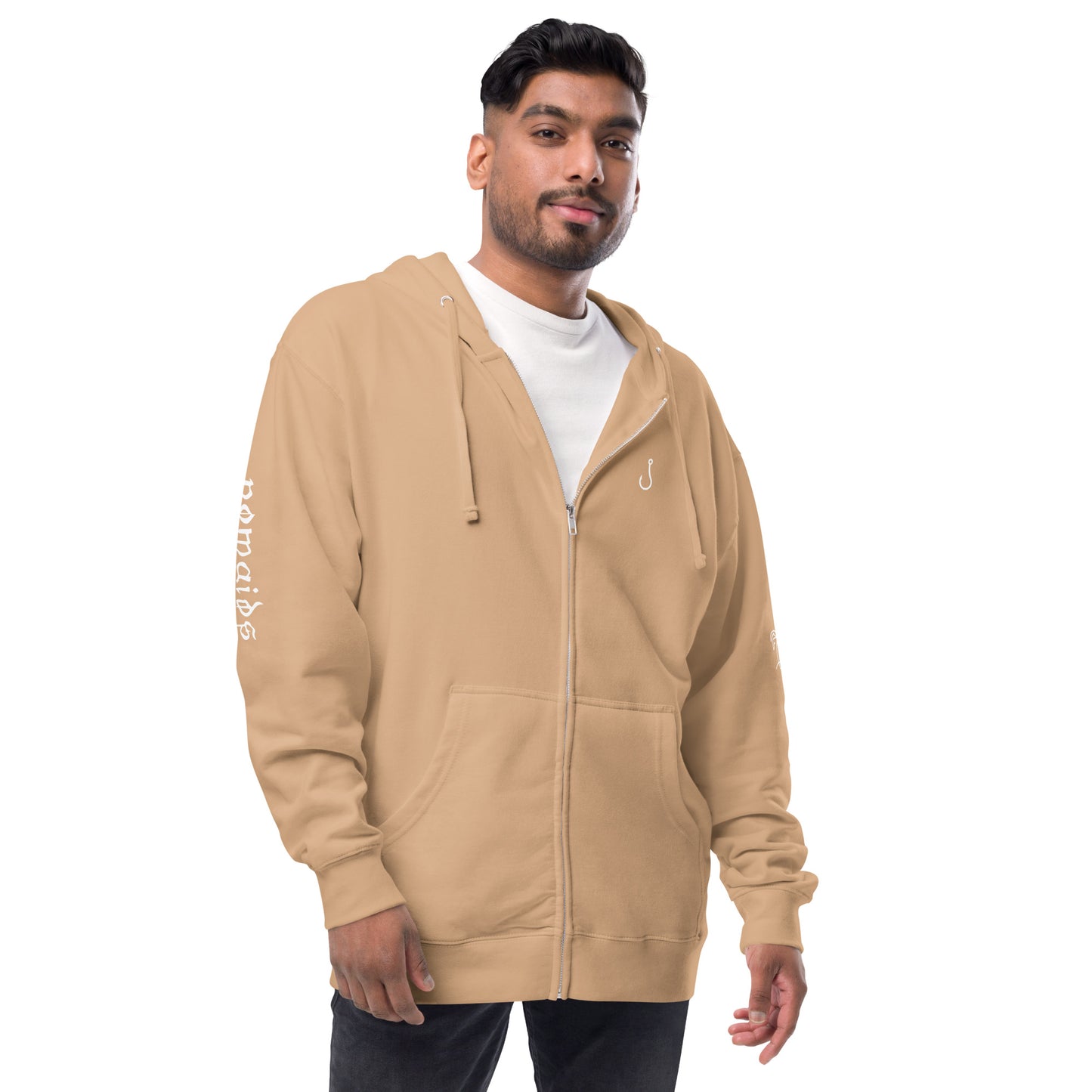 palm tree fleece zip up hoodie