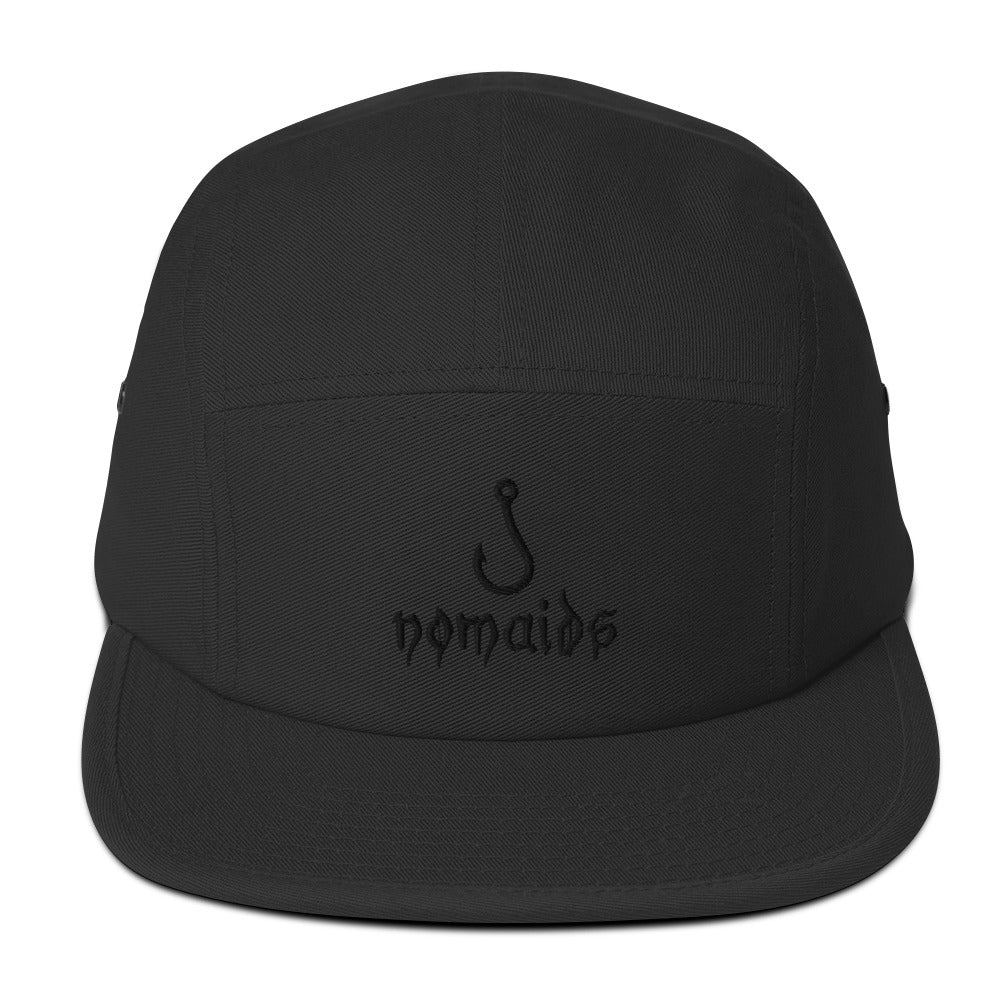 Black Hooked Five Panel strapback