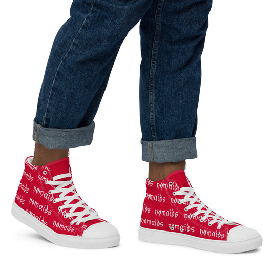 Red all over print high top shoes