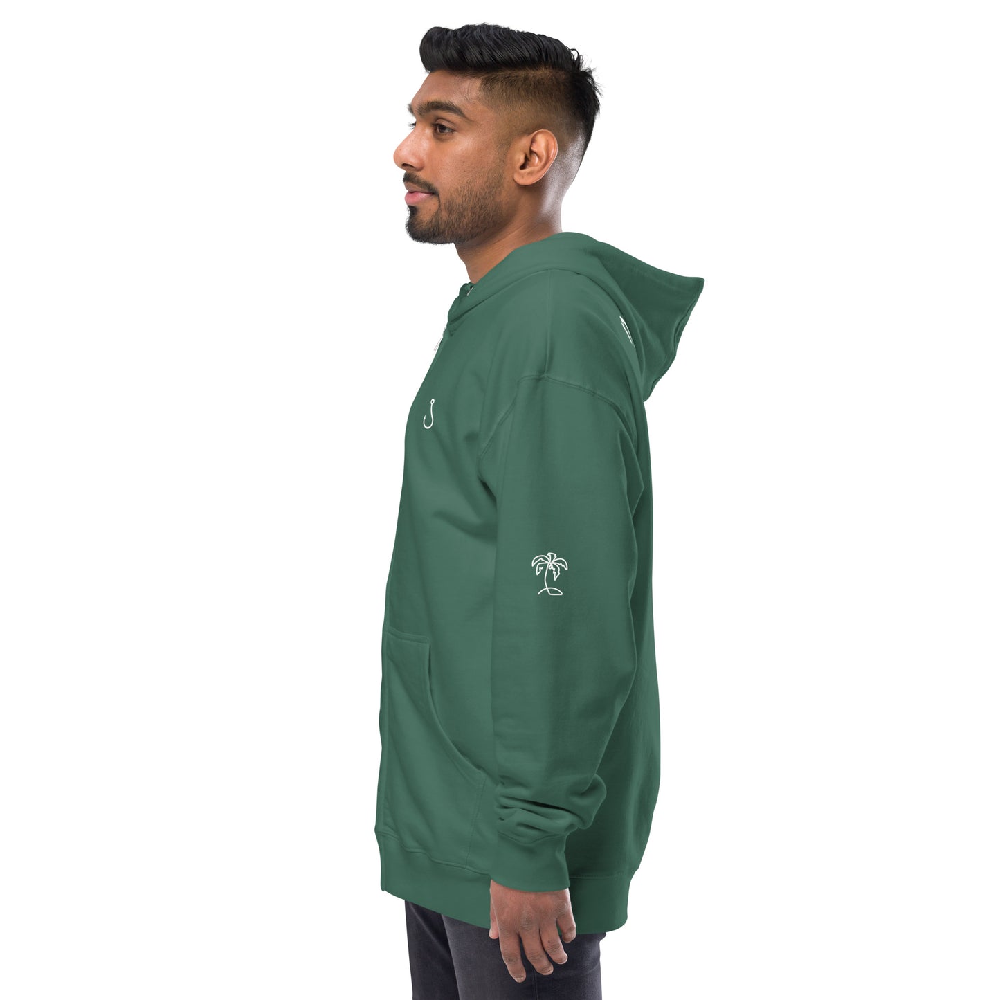 palm tree fleece zip up hoodie