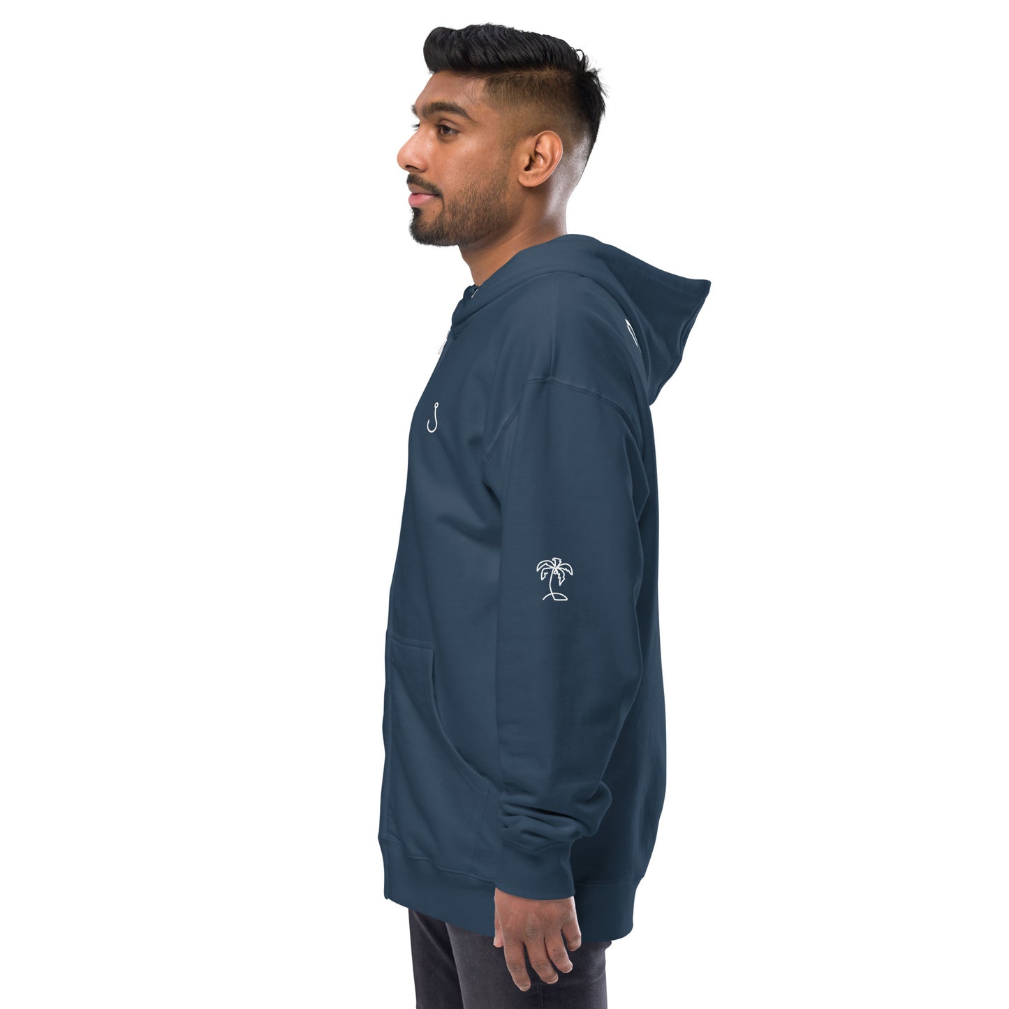 palm tree fleece zip up hoodie